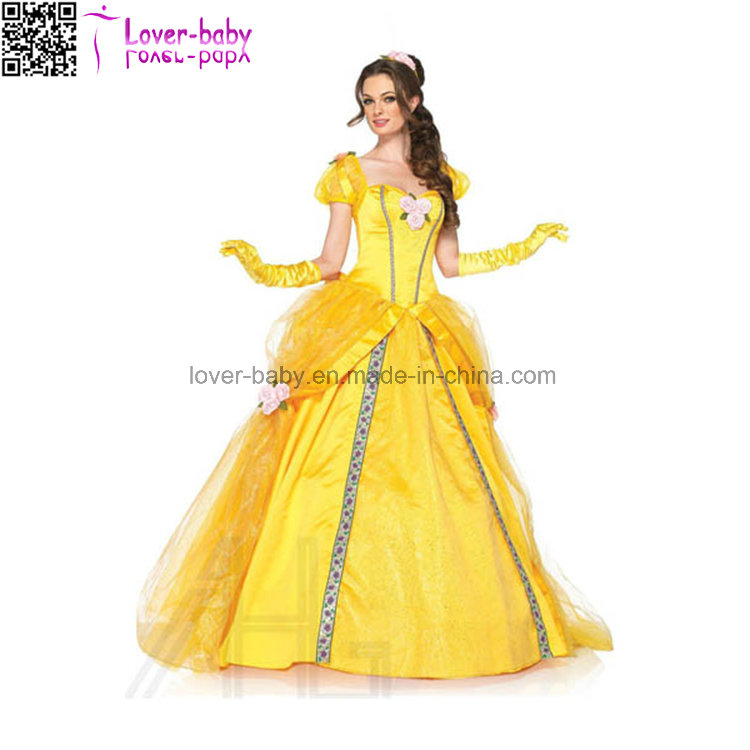 Women′s Deluxe Beauty and The Beast′s Princess Belle Ball Gown Sexy Costume Set for Halloween